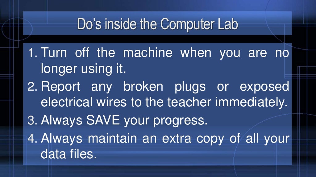 Do's & Don'ts Inside a Computer Lab