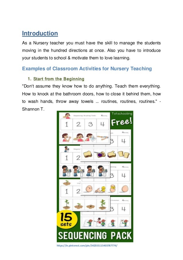 6 Easy Classroom Activity Ideas for Nursery Teaching with Examples