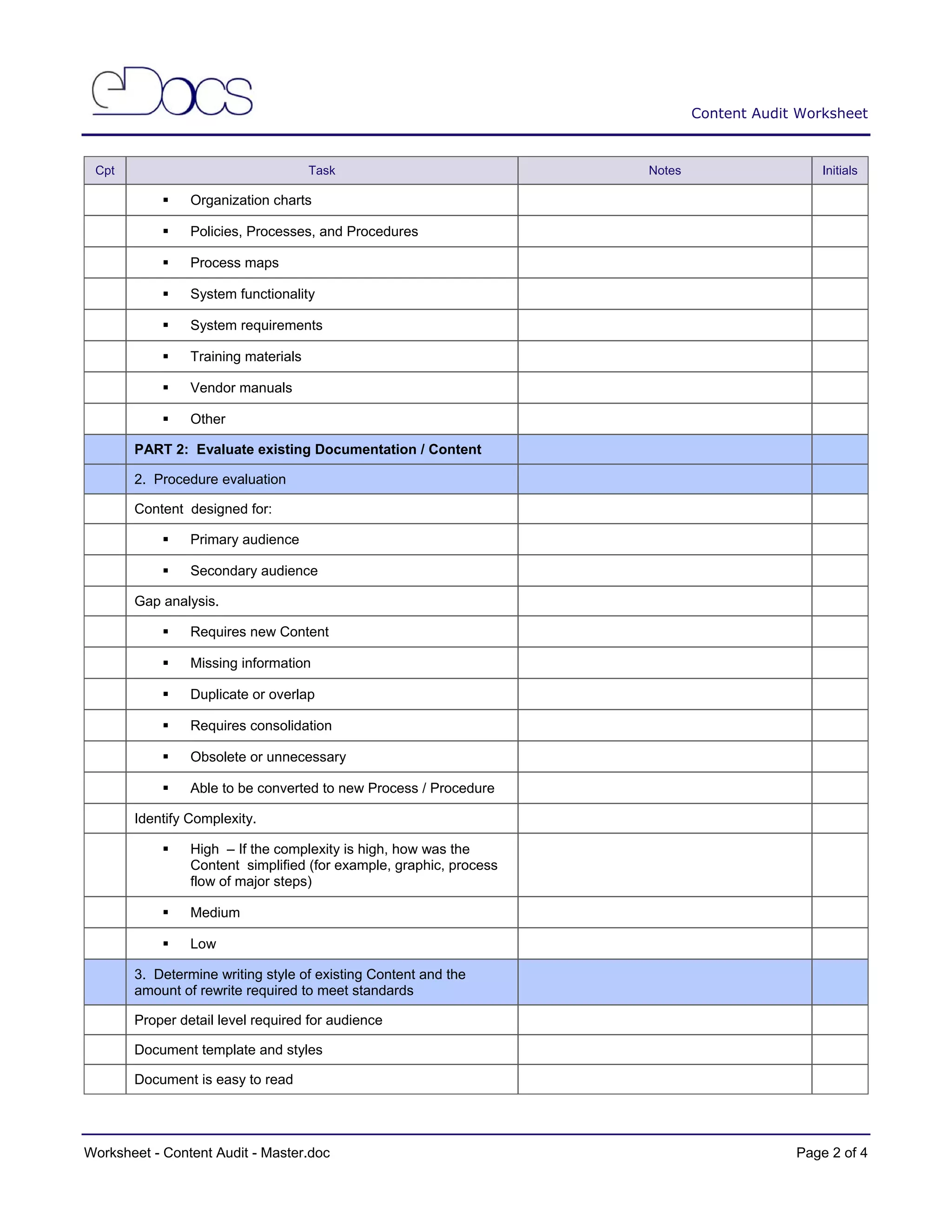6. eDocumentation Process Selection of Worksheets | PDF