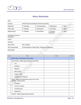 6. eDocumentation Process Selection of Worksheets | PDF