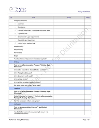 6. eDocumentation Process Selection of Worksheets | PDF