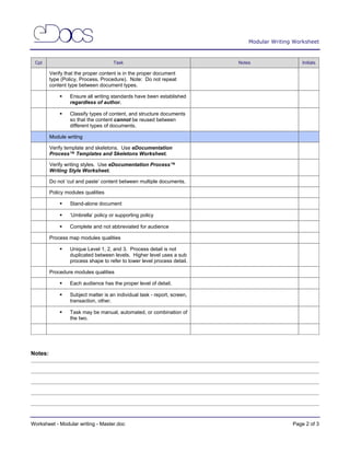 6. eDocumentation Process Selection of Worksheets | PDF