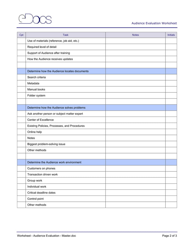6. eDocumentation Process Selection of Worksheets | PDF