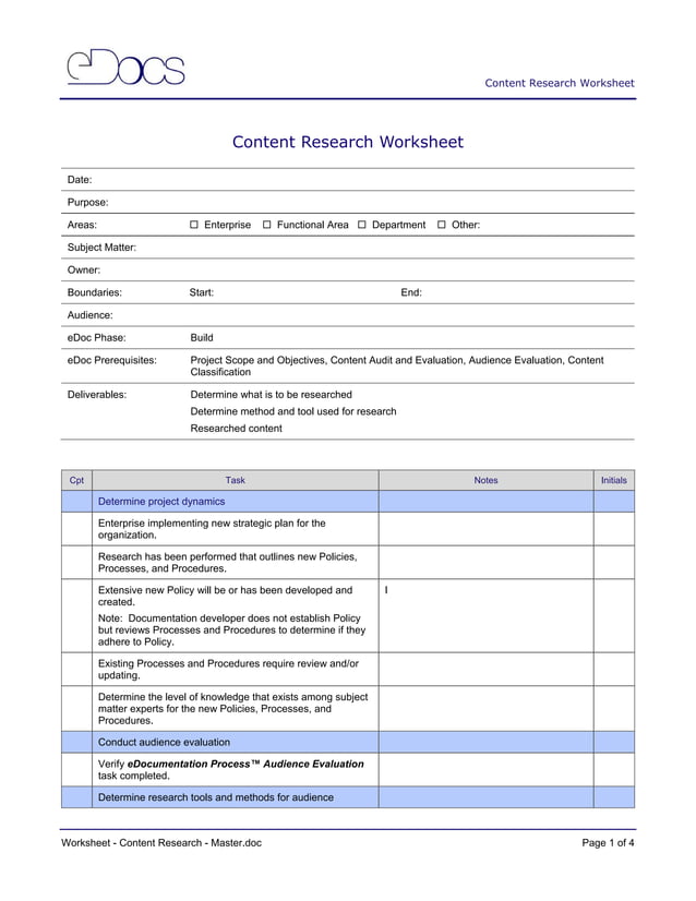 6. eDocumentation Process Selection of Worksheets | PDF