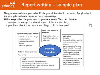 Writing tasks reports GCSE english Language | PPTX
