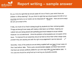 Writing tasks reports GCSE english Language | PPTX