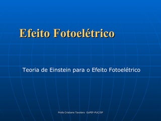 Efeito Fotoelétrico Teoria de Einstein para o Efeito Fotoelétrico 