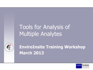 Tools for Analysis of
Multiple Analytes
EnviroInsite Training Workshop
March 2013

 