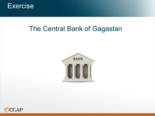 Exercise
The Central Bank of Gagastan
 