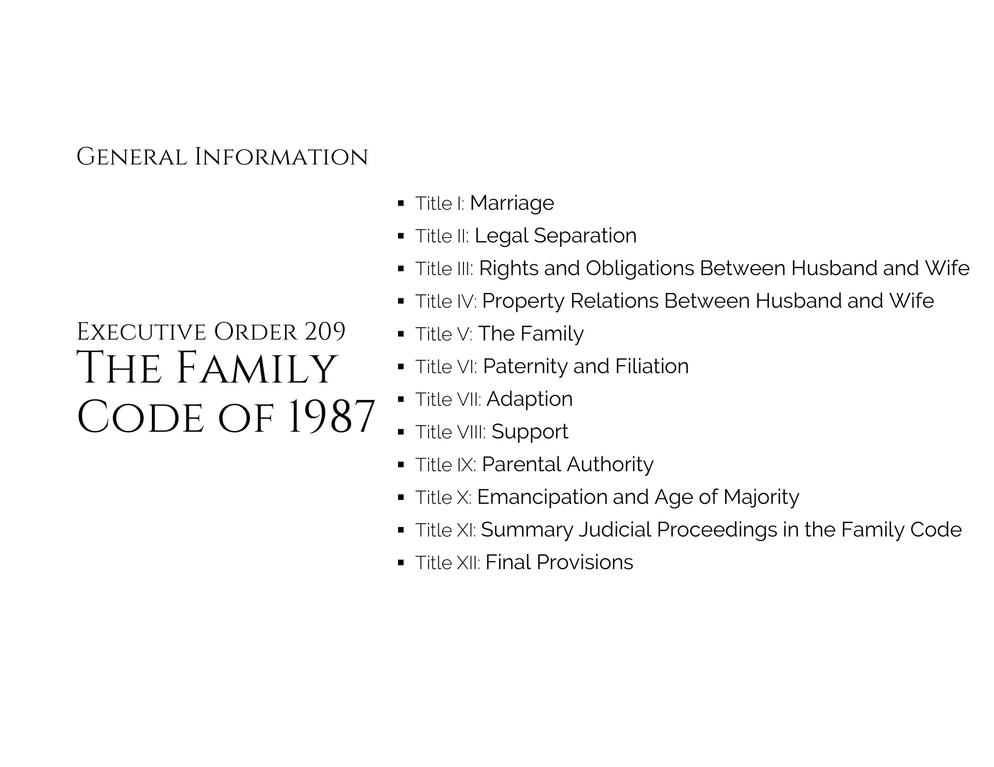 Family Code of the Philippines: Executive Order 209 Title IX Parental ...