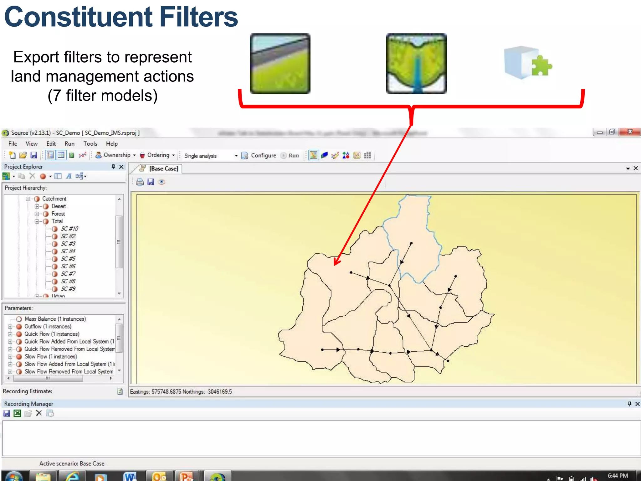 Constituent Filters 
Export filters to represent 
land management actions 
(7 filter models) 
 