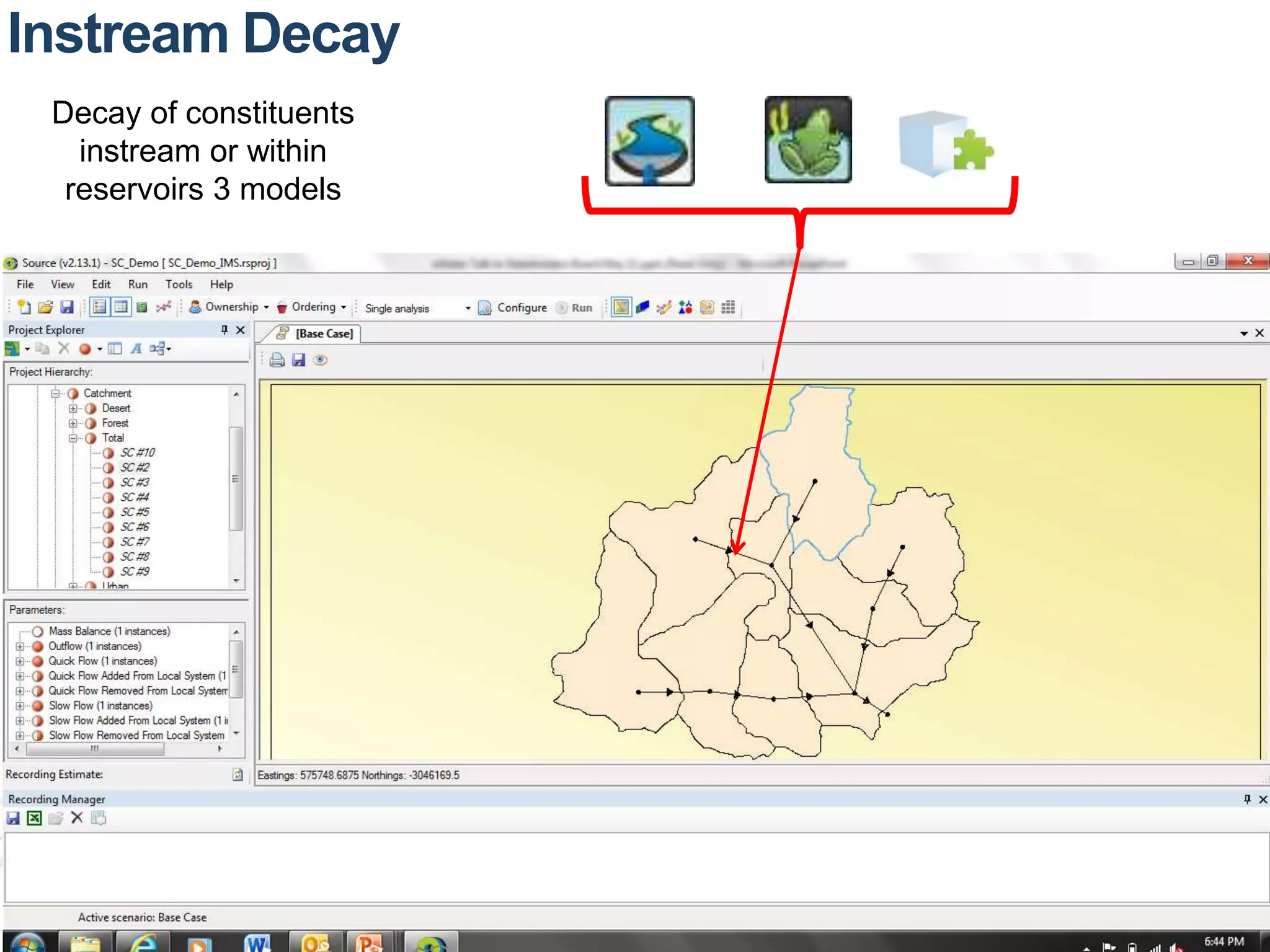 Instream Decay 
Decay of constituents 
instream or within 
reservoirs 3 models 
 