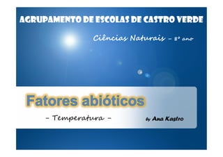 AGRUPAMENTO DE ESCOLAS DE CASTRO VERDE
Ciências Naturais

- Temperatura -

by

– 8º ano

Ana Kastro

 