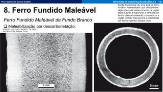 Prof. Gabriel de Castro Coêlho MATERIAIS DE CONSTRUÇÃO MECÂNICA II
Ferro Fundido Maleável de Fundo Branco
❑ Maleabilização por descarbonetação:
130
8. Ferro Fundido Maleável
 