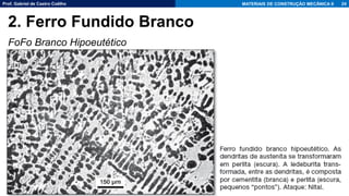 Prof. Gabriel de Castro Coêlho MATERIAIS DE CONSTRUÇÃO MECÂNICA II
FoFo Branco Hipoeutético
24
2. Ferro Fundido Branco
 