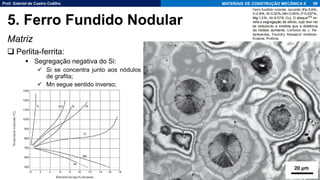 Prof. Gabriel de Castro Coêlho MATERIAIS DE CONSTRUÇÃO MECÂNICA II
Matriz
❑ Perlita-ferrita:
▪ Segregação negativa do Si:
✓ Si se concentra junto aos nódulos
de grafita;
✓ Mn segue sentido inverso;
98
5. Ferro Fundido Nodular
 