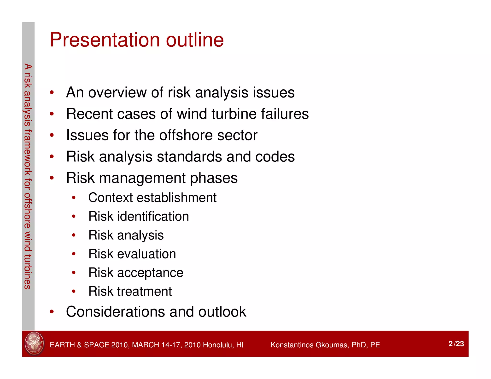 Windmill Risk 6 - A Risk Analysis Framework for Offshore Wind Turbines - Gkoumas | PDF