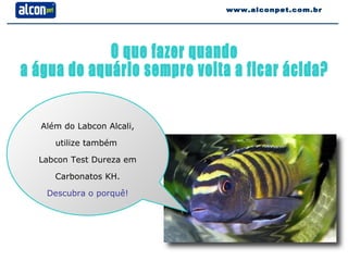 O que fazer quando  a água do aquário sempre volta a ficar ácida? Além do Labcon Alcali, utilize também  Labcon Test Dureza em Carbonatos KH. Descubra o porquê! www.alconpet.com.br 
