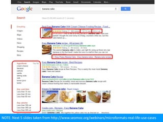 NOTE: Next 5 slides taken from http://www.seomoz.org/webinars/microformats-real-life-use-cases
 