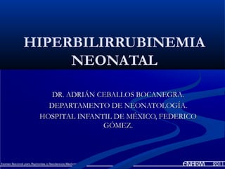 HIPERBILIRRUBINEMIA
     NEONATAL

    DR. ADRIÁN CEBALLOS BOCANEGRA.
   DEPARTAMENTO DE NEONATOLOGÍA.
 HOSPITAL INFANTIL DE MÉXICO, FEDERICO
                GÓMEZ.
 