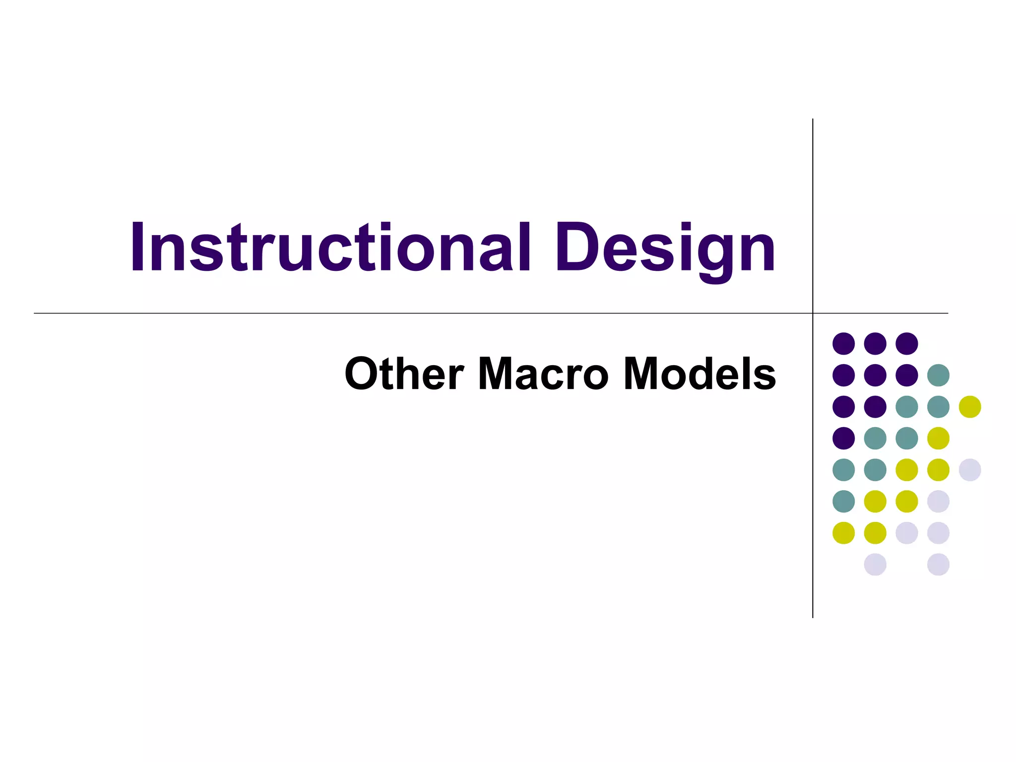 Instructional Design
Other Macro Models
 