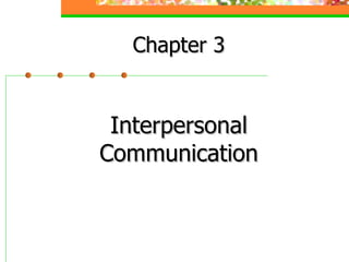 Chapter 3 Interpersonal Communication 