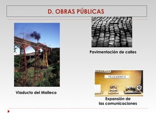 D. OBRAS PÚBLICAS

Pavimentación de calles

Viaducto del Malleco
Expansión de
las comunicaciones

 