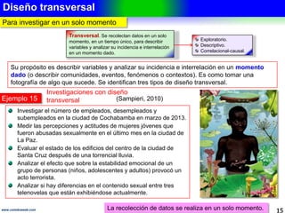 Ejemplo con tipos de experimentos
15www.coimbraweb.com
Ejemplo 11.- Cuasiexperimento
Los grupos con los que se trabaja son intactos, es
Ejemplo 10.- Experimento puro
En experimentos relacionados con actitudes
hacia productos o conducta de compra puede
utilizarse la variable “ingresos” para emparejar los
los grupos; ambos deben tener similares ingresos.
ingresos.
Esta técnica es el emparejamiento, que consiste
consiste en igualar a los grupos en relación con
con alguna variable que puede influir de modo
decisivo en la dependiente.
Se identifican 3 tipos de experimentos
En un experimento se aplican estímulos a un grupo experimental.
 