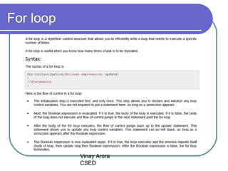 Vinay Arora
CSED
For loop
 