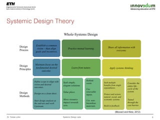 Systemic Design Theory
6Dr. Tobias Luthe Systemic Design Labs
(Blizzard and Klotz, 2012)
 