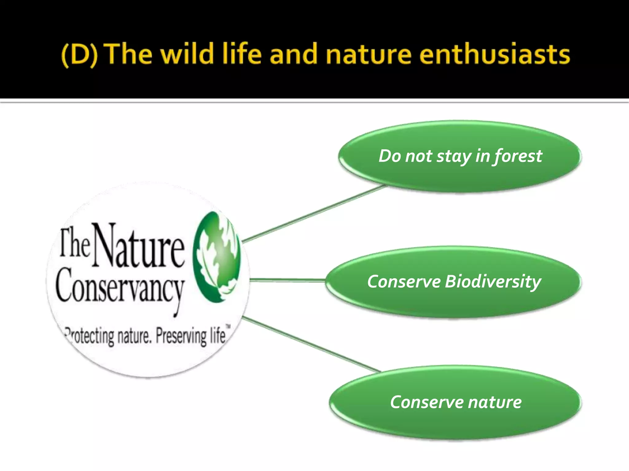 Do not stay in forest




Conserve Biodiversity




  Conserve nature
 