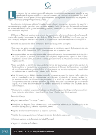 Colombia: Manual para emprendedores