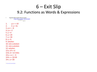 6 - mapping diagrams; functions as words & equations; input-output ...