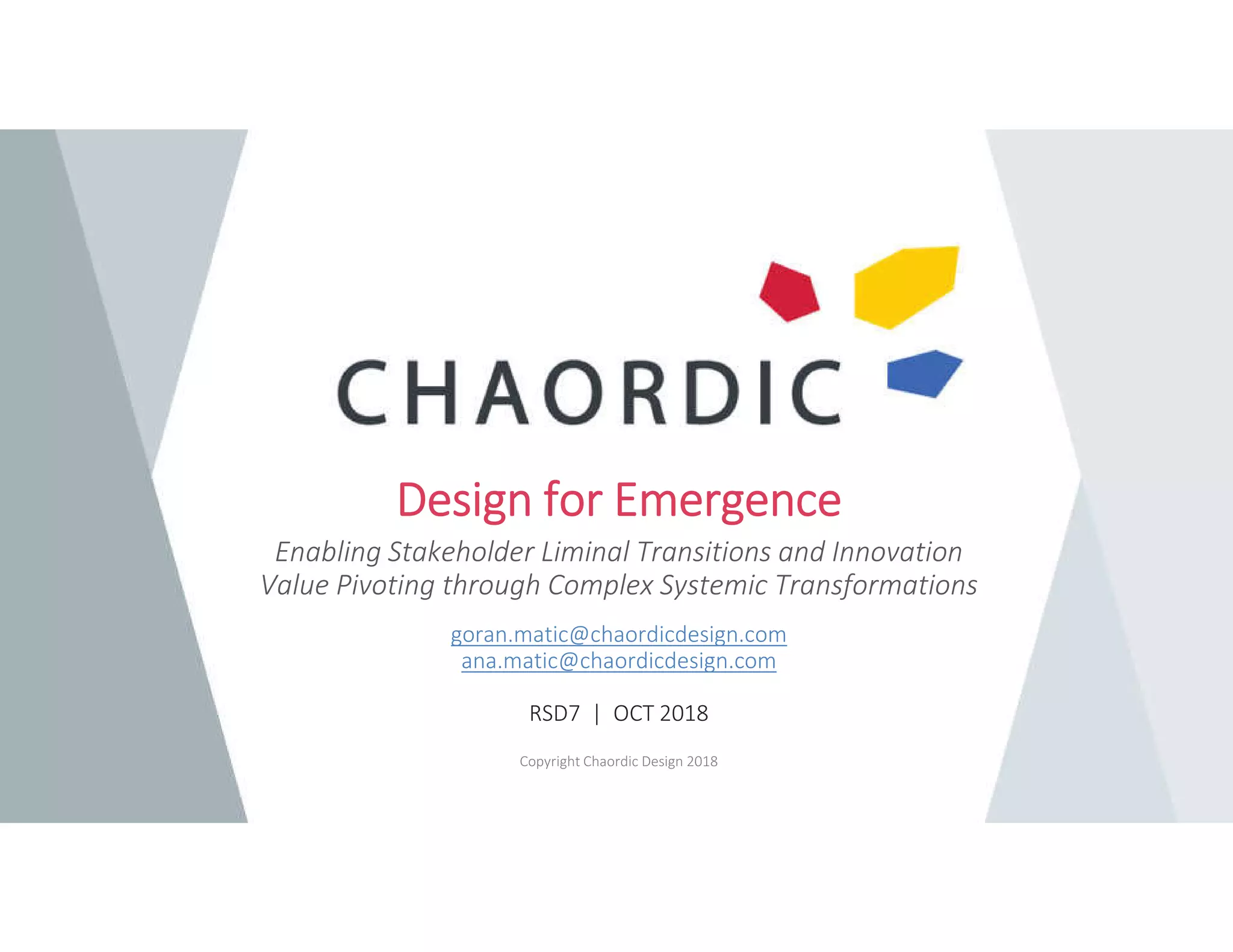 Design for Emergence – Enabling Stakeholder Liminal Transitions and ...