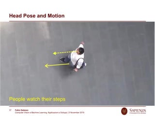 Fabio Galasso
Computer Vision e Machine Learning; Applicazioni e Sviluppi | 5 November 2019
37
Head Pose and Motion
People watch their steps
 