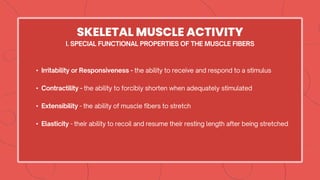 SKELETAL MUSCLE ACTIVITY
•
•
•
•
 