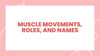 MUSCLE MOVEMENTS,
ROLES, AND NAMES
 