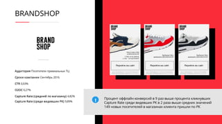 ВЫВОДЫ
Синергия оффлайн и онлайн данных позволяет
традиционному ритейлу лучше узнать своих покупателей
Активация данных о посещениях торговых
точек позволяет по-новому взглянуть на эффект
от рекламы в интернете
 