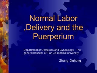 Normal Labor ,Delivery and the Puerperium Department of Obstetrics and Gynecology , The general hospital  of Tian Jin medical university Zhang  Xuhong   