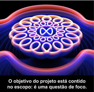 O objetivo do projeto está contido
no escopo: é uma questão de foco.
 