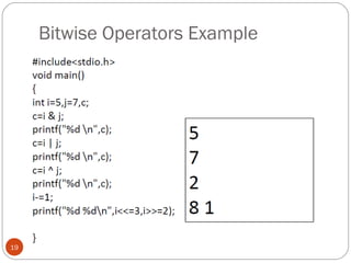 Bitwise Operators Example
19
 