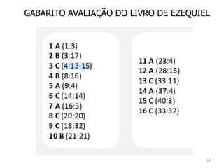 19
GABARITO AVALIAÇÃO DO LIVRO DE EZEQUIEL
 