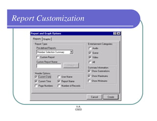Report Customization




                  V.A.
                 CSED
 
