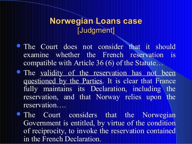 Norwegian Loans Case