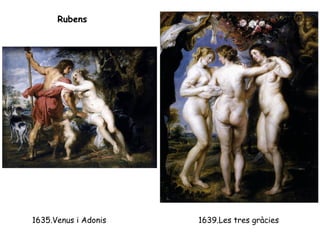 Rubens




1635.Venus i Adonis   1639.Les tres gràcies
 