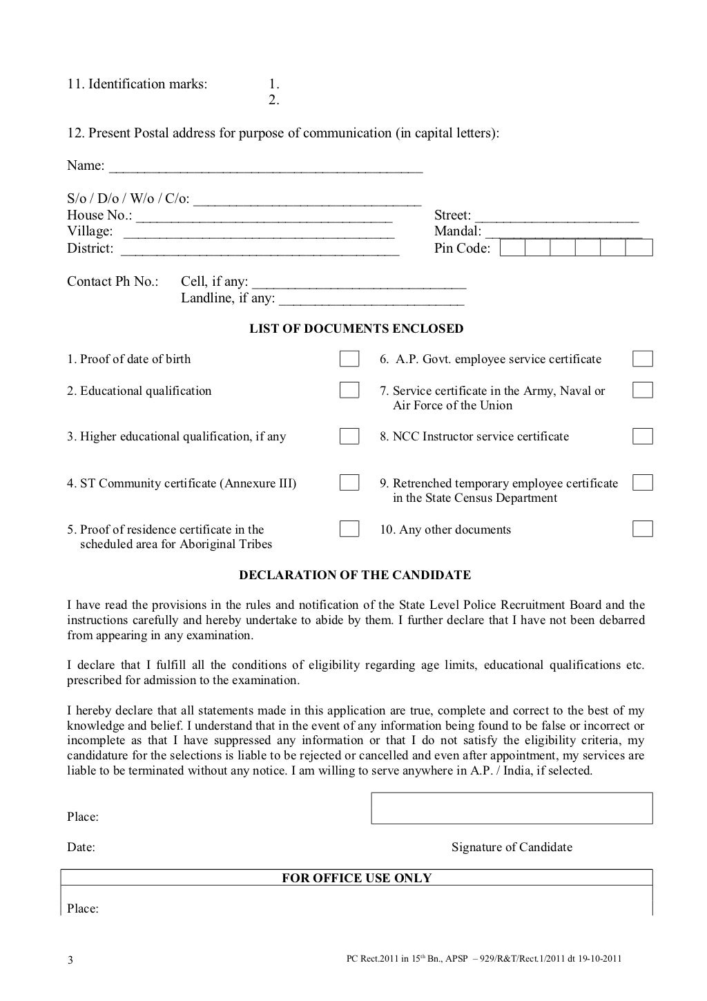 6. police constables rect. 2011 in 15th bn., apsp application form…