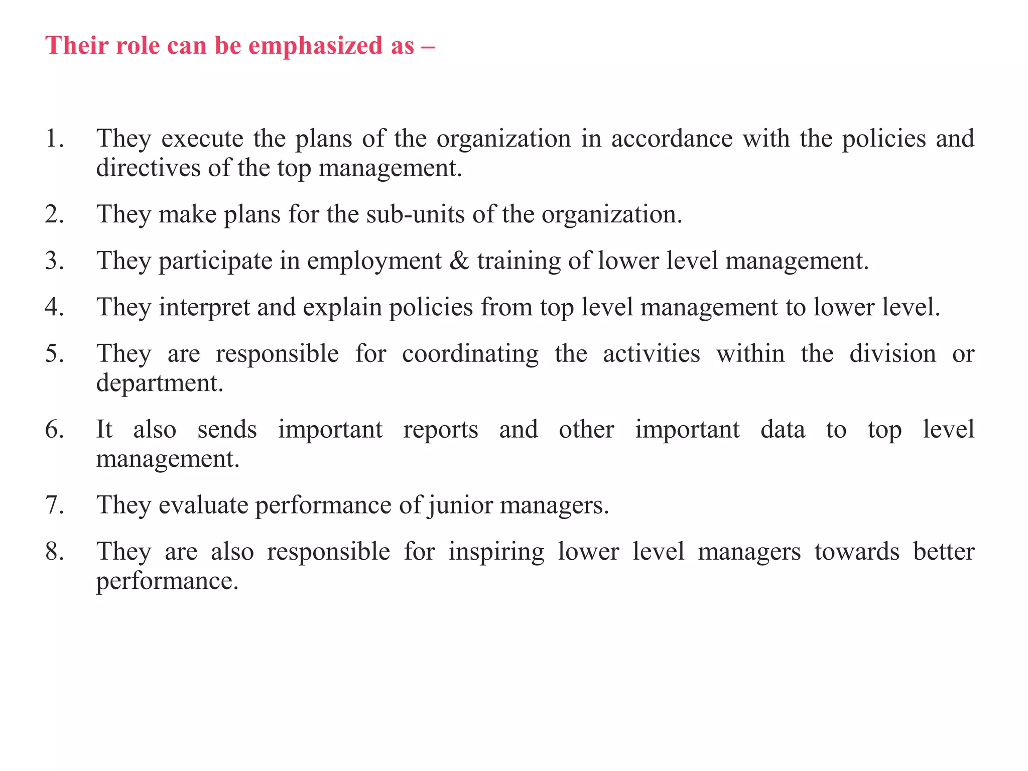 Lower Management Roles Levels of Management | PPTX