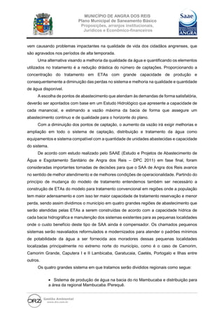 MUNICÍPIO DE ANGRA DOS REIS 
Plano Municipal de Saneamento Básico 
Proposições, arranjos institucionais, 
Jurídicos e Econ...