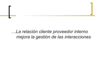…La relación cliente proveedor interno
mejora la gestión de las interacciones
 
