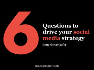 Questions to
drive your social
media strategy
@markwschaefer
6businessesgrow.com
 